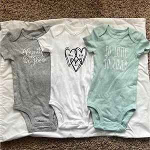 Carter's Gray, White, and Mint Bodysuits Set